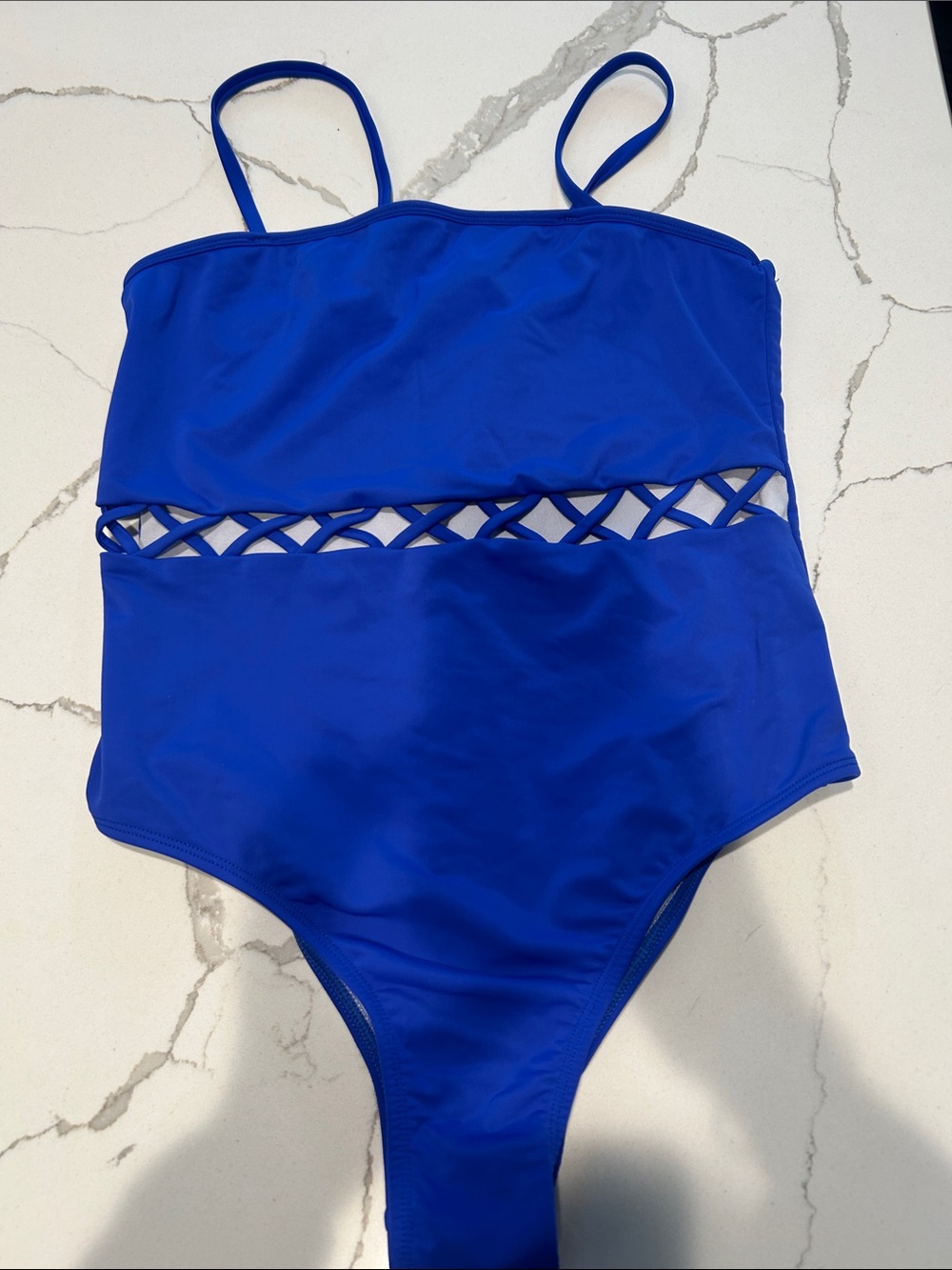 Coral Reef Girls Royal Blue One-Piece Swimsuit with Lattice Waist 14